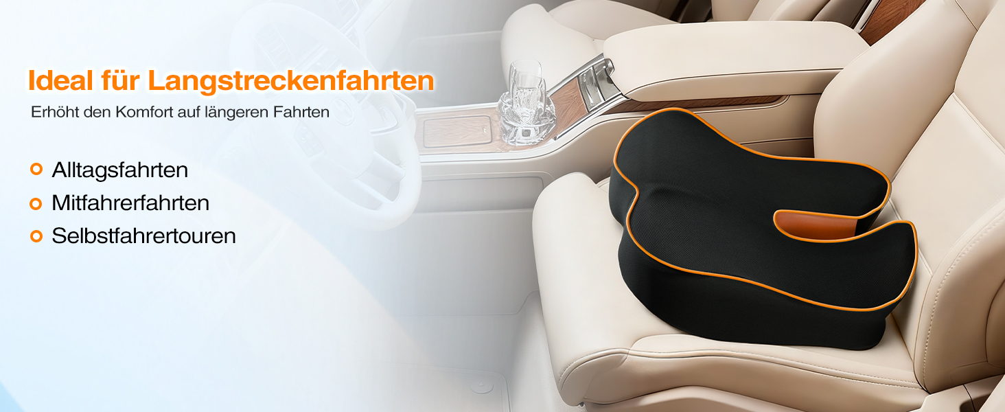 Ергономічна подушка для сидіння з Memory Foam для офісного крісла та авто, подушка для офісу, авто та дому, знімний чохол, протиковзаюча поверхня, розмір M (60–85 кг) (L-Extra Fest (110–140 кг))