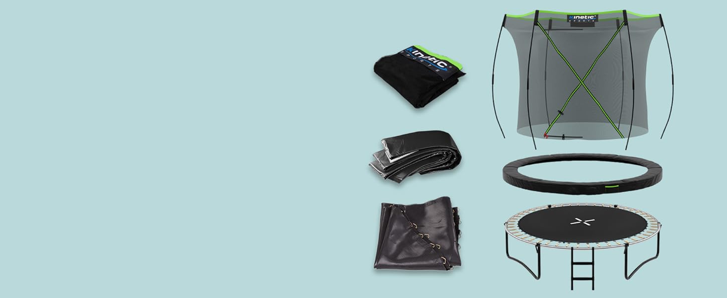 Батут Kinetic Sports 'Ultimate Pro' Ø 305 см для дітей з драбиною та захисною сіткою - чорно-неоново-зелений