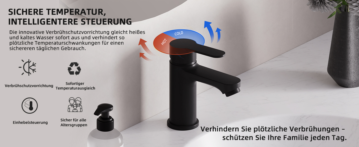 Змішувач для ванної кімнати BELZ, одноручний, для умивальника, хром (Black), водозберігаючий, енергозберігаючий, висота виливу 78 мм