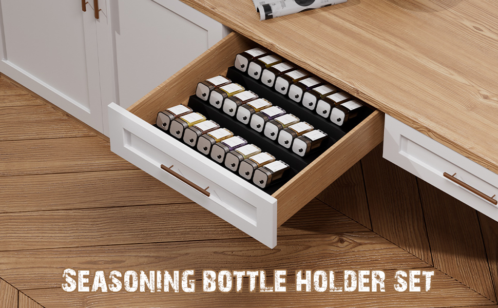 Набір банок для спецій Miorkly з кришками-обертами та полицею [24 x 120 мл] - Органайзер для спецій у ящик, полиця для спецій з банками, сріблястий, 24 шт.