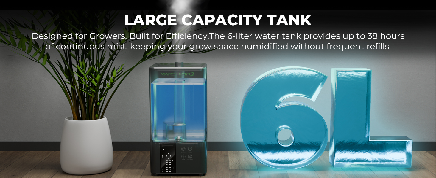 Зволожувач повітря для рослин MARS HYDRO 6л з таймером, ультразвуковий, для гроубоксів та теплиць