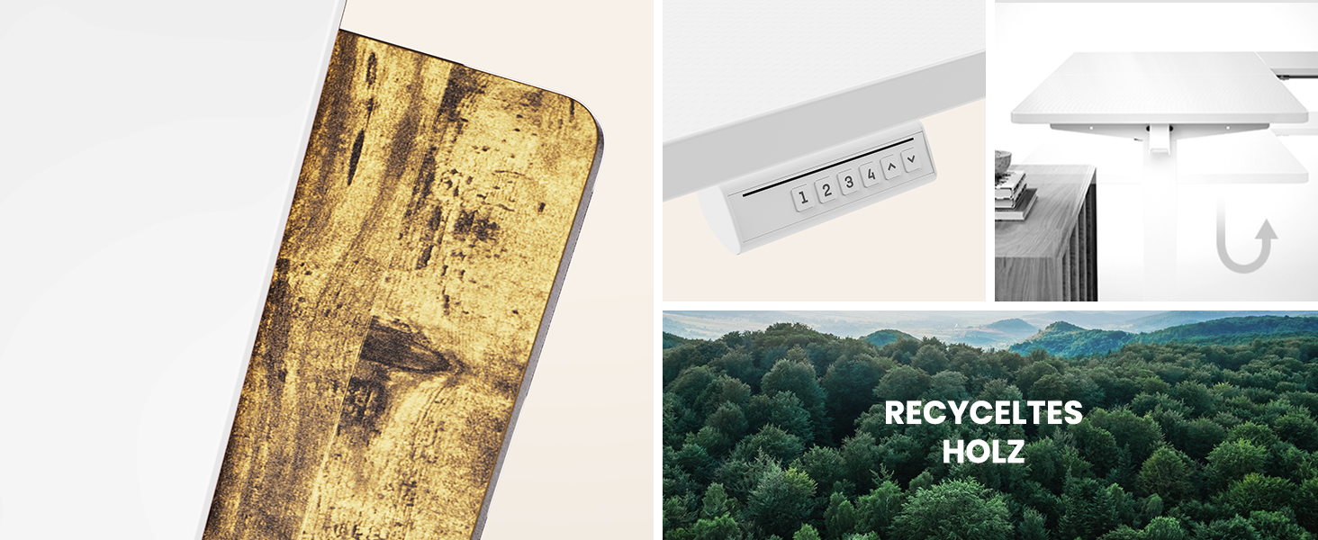 Електричний кутовий стіл ErGear 160 x 140 см, білий, з регулюванням висоти, 4 пам'яті