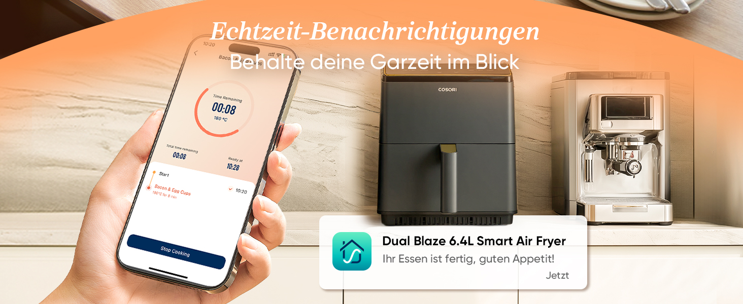 Фритюрниця повітряна COSORI Dual Blaze 6.4L з Wi-Fi - 11 функцій, сіра. Готування, випічка, гриль, хрусткий хліб та багато іншого!