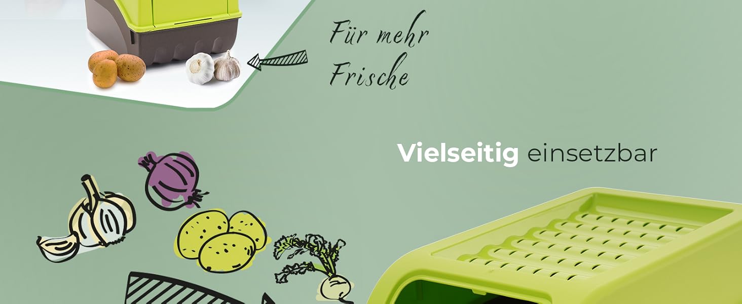 Коробка для зберігання картоплі Novaliv | 2 шт по 5л | Зелена | Коробка для овочів, цибулі, фруктів | Складається | 5 літрів