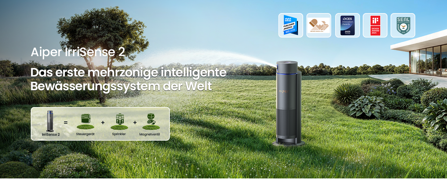 Aiper IrriSense 2: Розумна система поливу для газону до 445 м² з керуванням через додаток та датчиком дощу