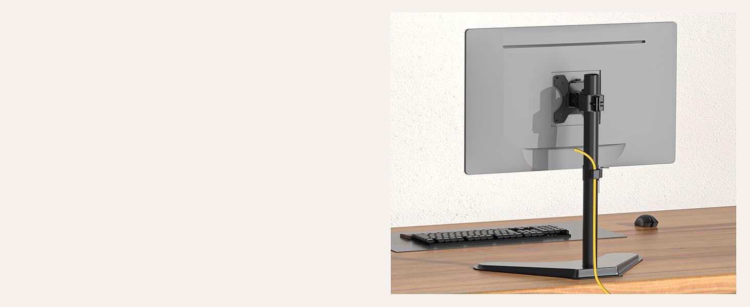 Тримач для монітора WALI, регульована висота, VESA 75/100, для моніторів до 32 дюймів (MF001), чорний