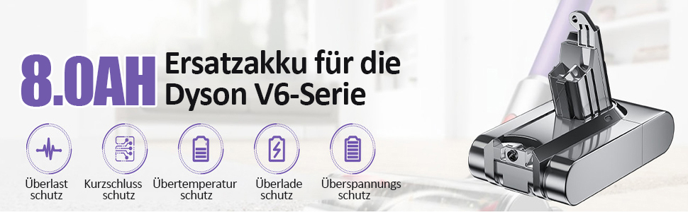 Змінна літій-іонна батарея 21,6 В 8000 мАг для ручного пилососа Dyson V6 DC59 DC62 DC58 DC61 DC72