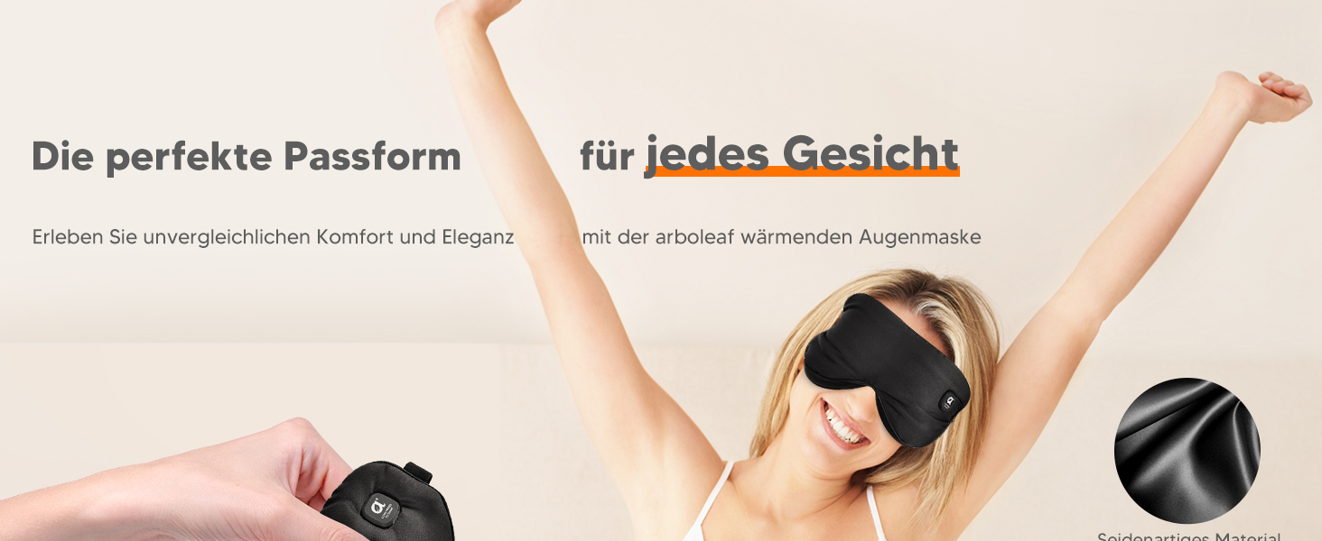 Окуляри-маска для очей Arboleaf з підігрівом: для сухих очей та кращого сну, 3 режими, знімна, для релаксації, чорний колір