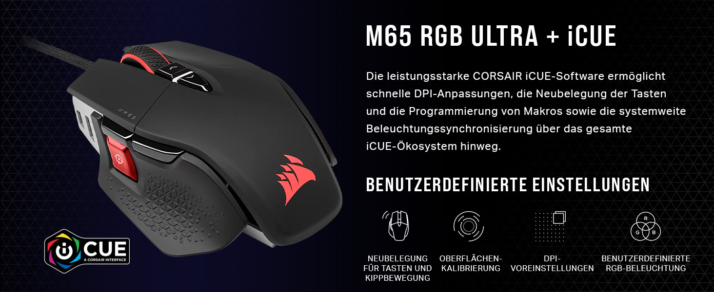 Ігрова миша Corsair M65 RGB Ultra Wired Tunable FPS, чорна