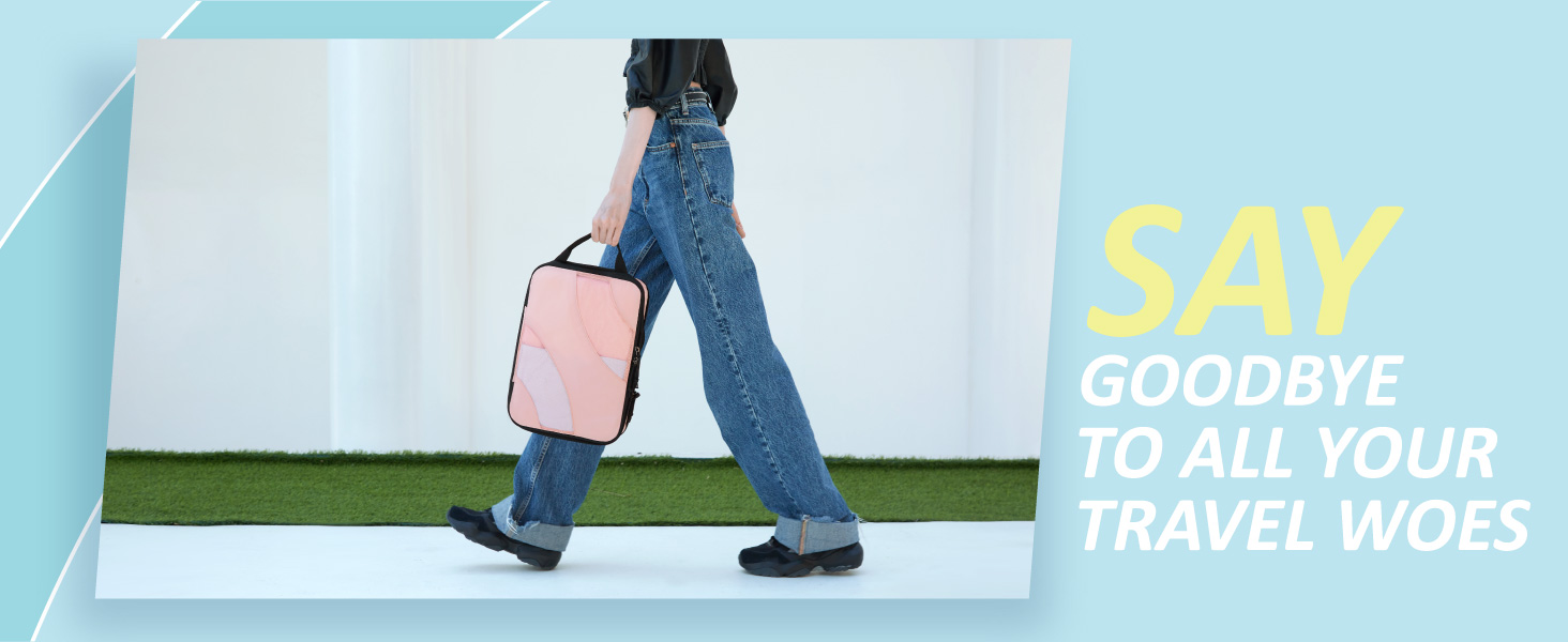 Набір компресійних органайзерів для подорожей BAGSMART, 6 шт, органайзери для одягу в валізу та ручну поклажу, рожевий