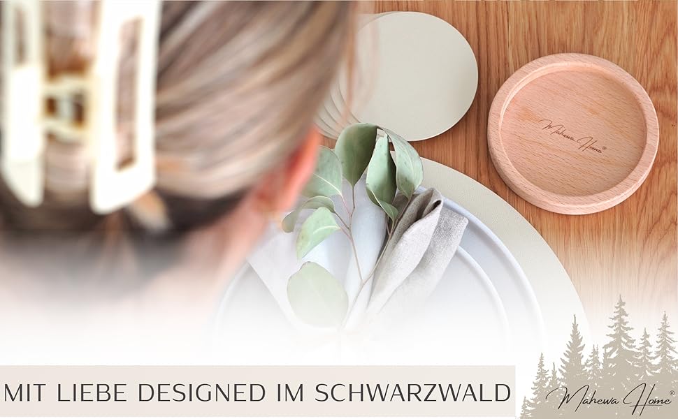 Набір Mahewa® з 6 преміум-підставників для столу з екошкіри, 6 шт. - підставки під тарілки, миються та водонепроникні, підставка під тарілки з імітацією шкіри (крем-бежевий, овальна з тримачем)