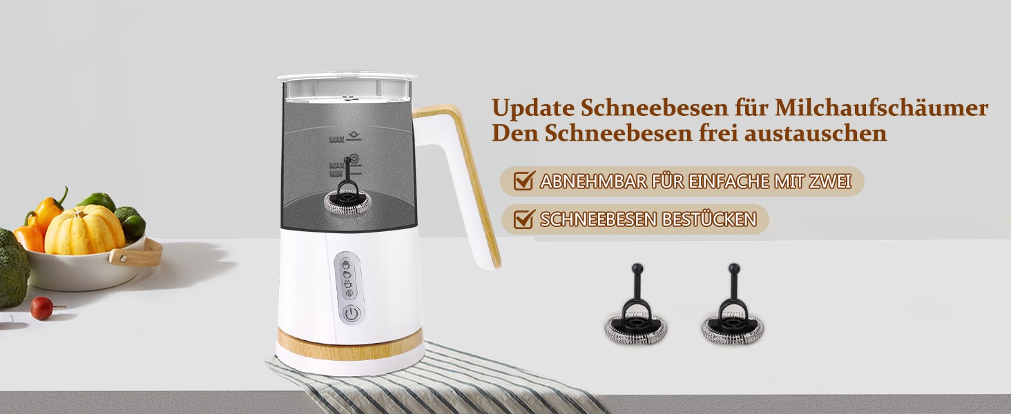 Електричний спінювач молока 4-в-1 – спінювач молока, нагрівач молока, білий