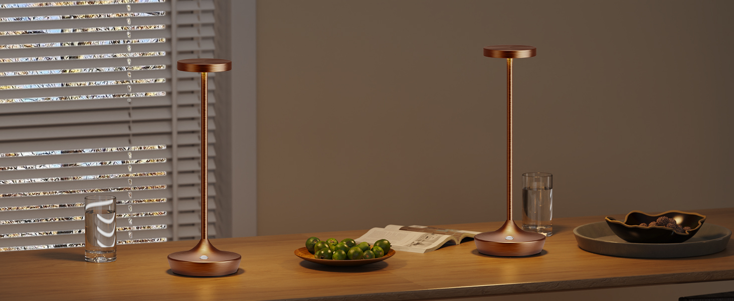 LED настільна лампа бездротова з димуванням, 3 кольори, 6000 mAh, IP54, для дому та кемпінгу (2 шт.)