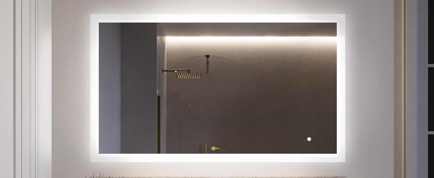 Дзеркало для ванної кімнати з підсвічуванням FORAM - LED дзеркало 120x70 см - Без рамки - Сучасний дизайн - Індивідуальне замовлення