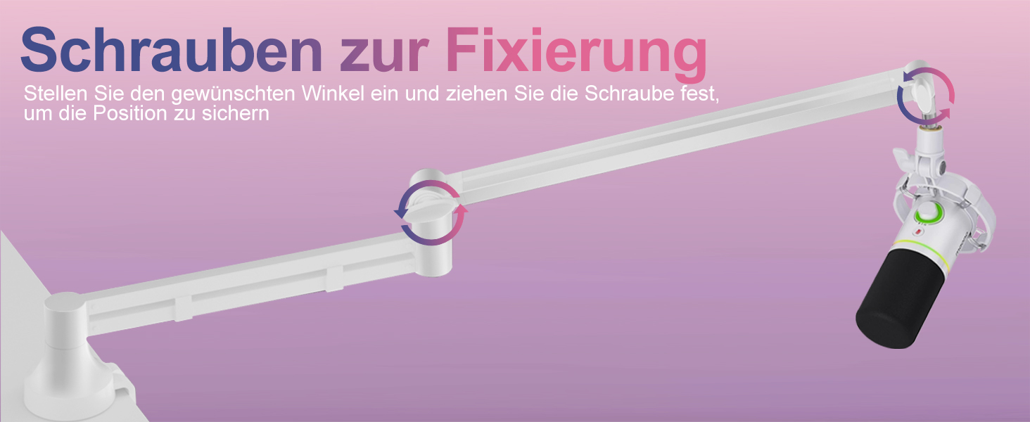 Мікрофонний стійкий кронштейн Low Profile для Blue Yeti, подкастингу та геймінгу, білий - до 2 кг, адаптери 3/8