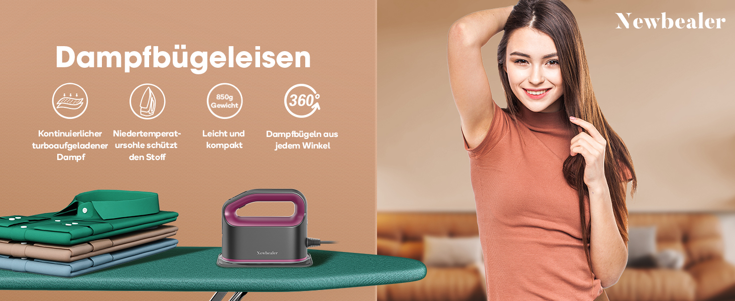 Праска Newbealer: компактна туристична праска, 1200W, 3 режими, швидкий нагрів 45с, зелений/пісочний колір