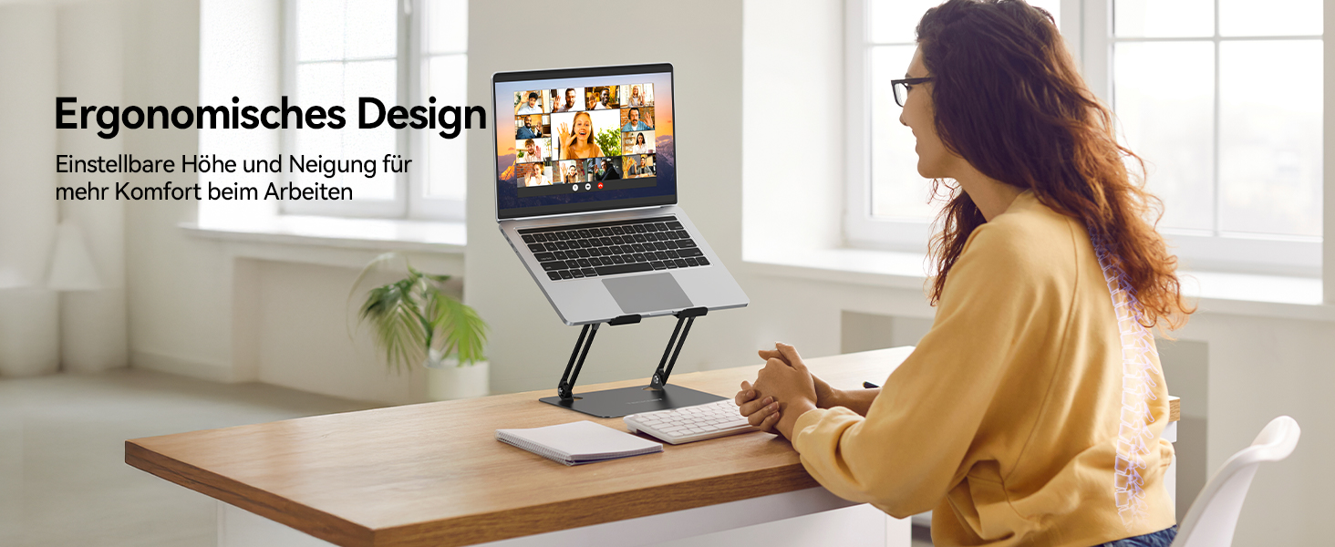 Підставка для ноутбука TECKNET, металева, регульована, 10-17.3 дюймів, чорна