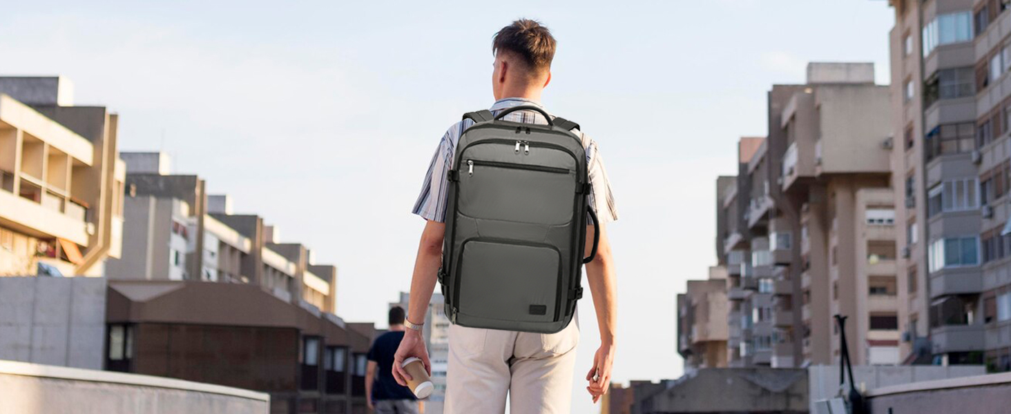 KONO Рюкзак для ручної поклажі в літак, великий, водонепроникний, 55 x 35 x 20 см, 38L, Cyangrau