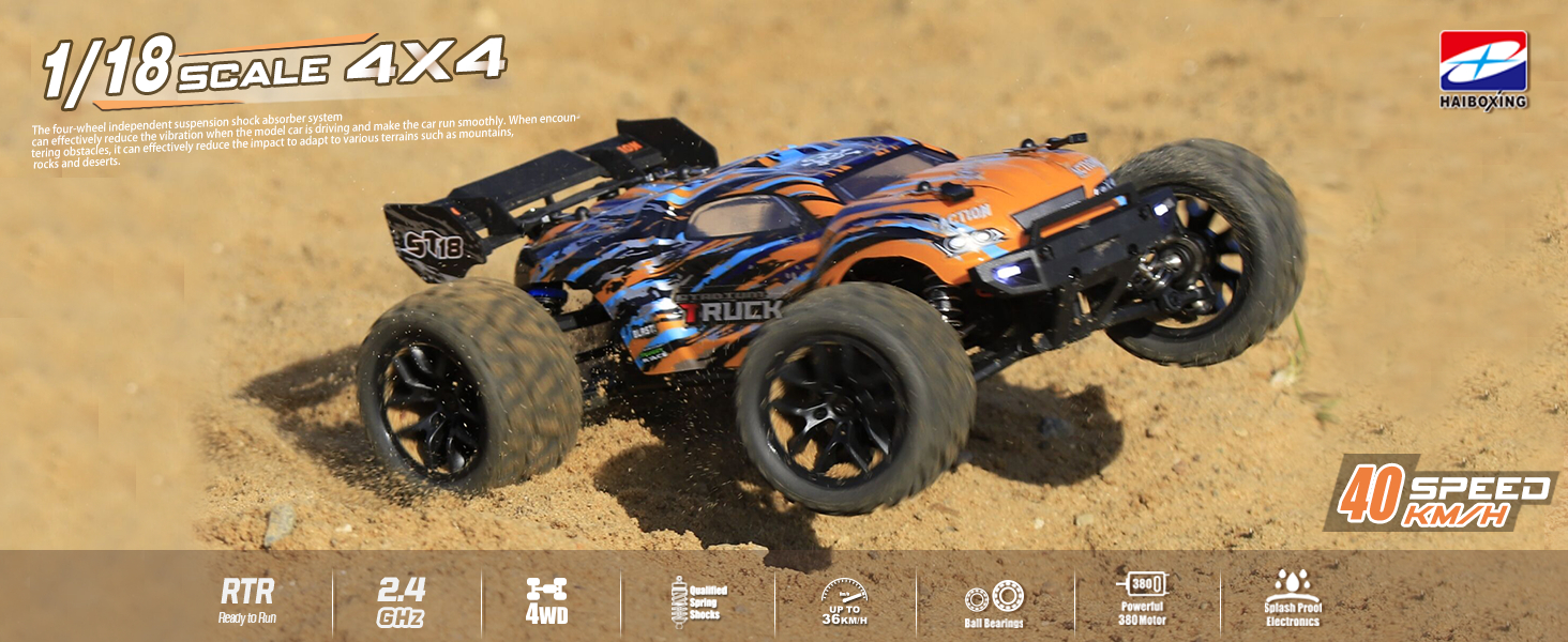 Радіокерований баггі HAIBOXING 1/18 4WD 36 км/год, позашляховик для дітей та дорослих, 2.4Ghz