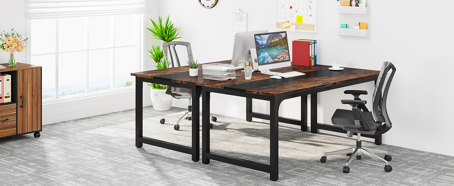 Стол Tribesigns 160 x 80 см: Комп'ютерний, офісний, для робочого кабінету, сучасний, вінтажний, коричнево-чорний
