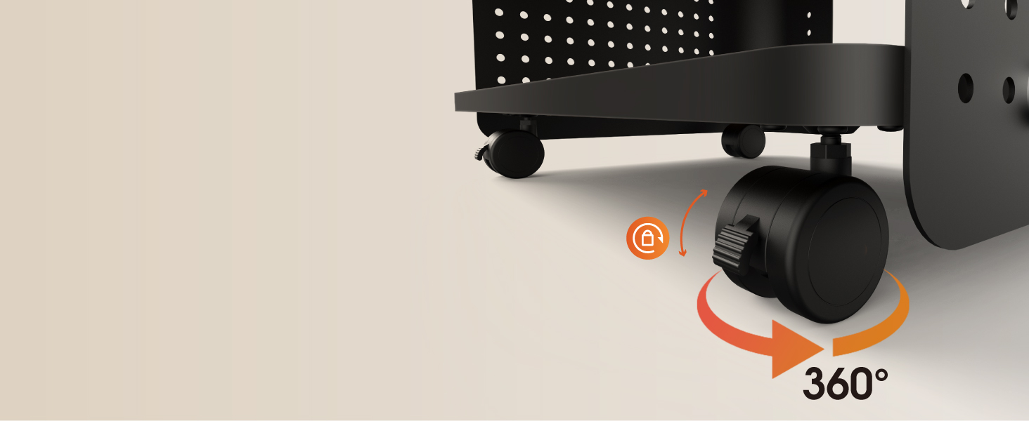 Стіл для принтера Fenge на коліщатках з органайзером та полицями, 45.3x33.5x53.5 см (Чорний)