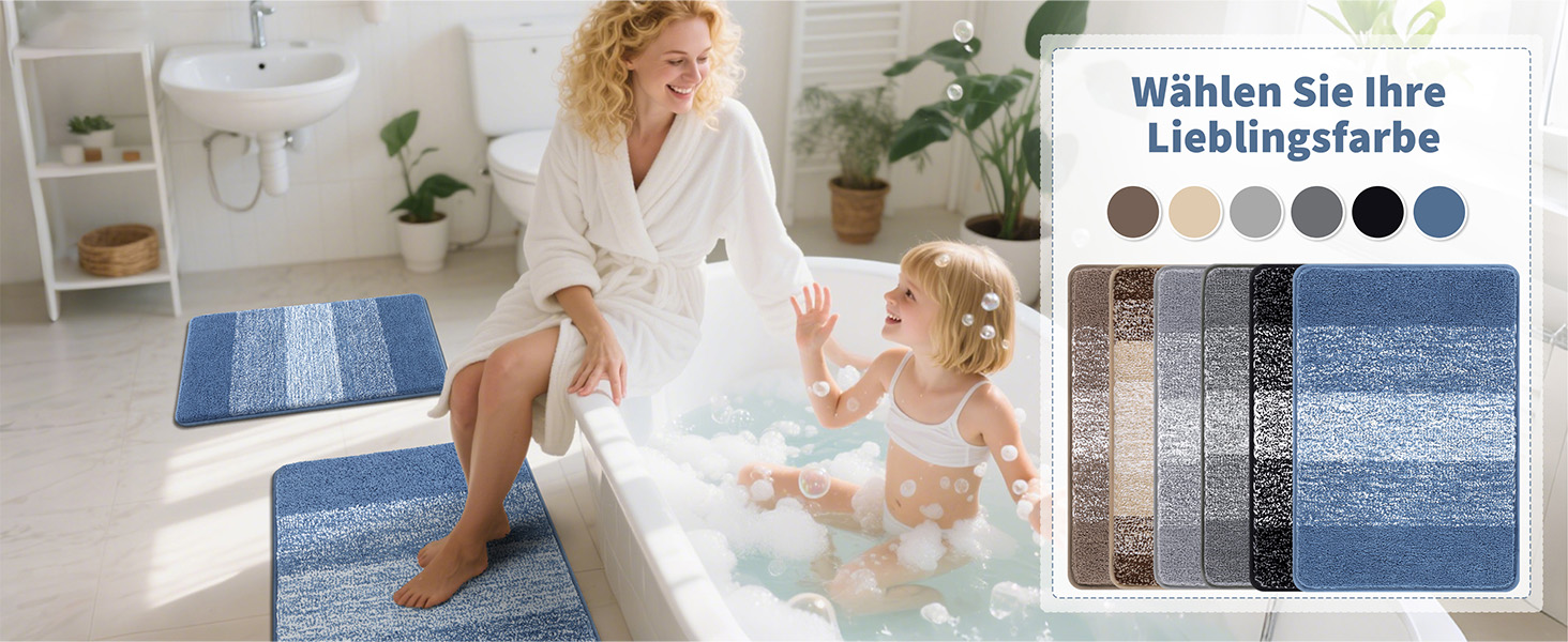 Набір килимків для ванної кімнати: душовий килимок, килимок для туалету, килимок для ванної (блакитний, 50x80 + 50x60 см)