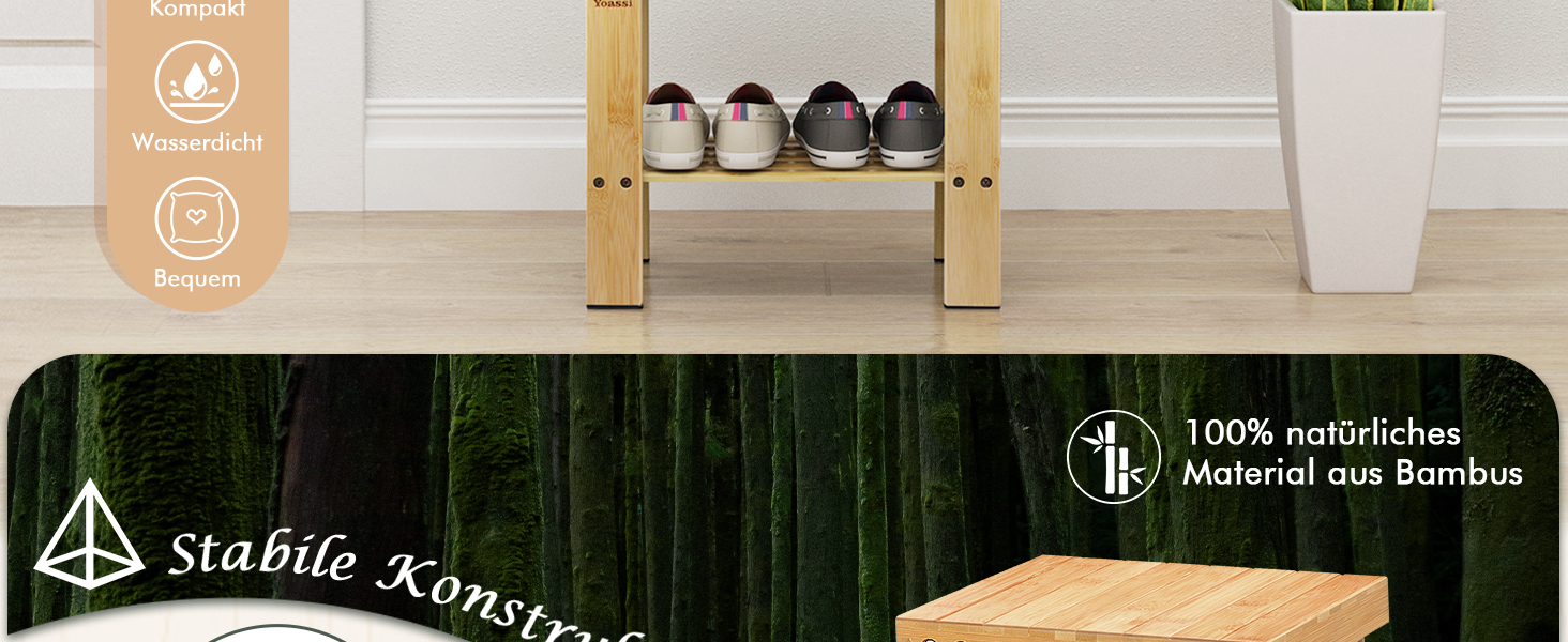 Вінтажний бамбуковий пуф-табурет - 27x23x25 см. Міцний, антиковзний, для дітей, як журнальний столик, підставка для квітів