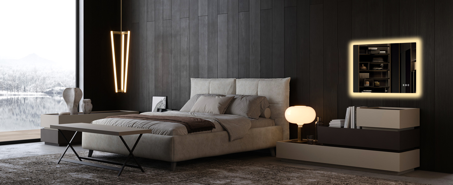 LED дзеркало для ванної кімнати 80x60 см з підсвічуванням, диммування, антизапар, 3 кольори світла, IP44, функція пам'яті, горизонтальне/вертикальне кріплення