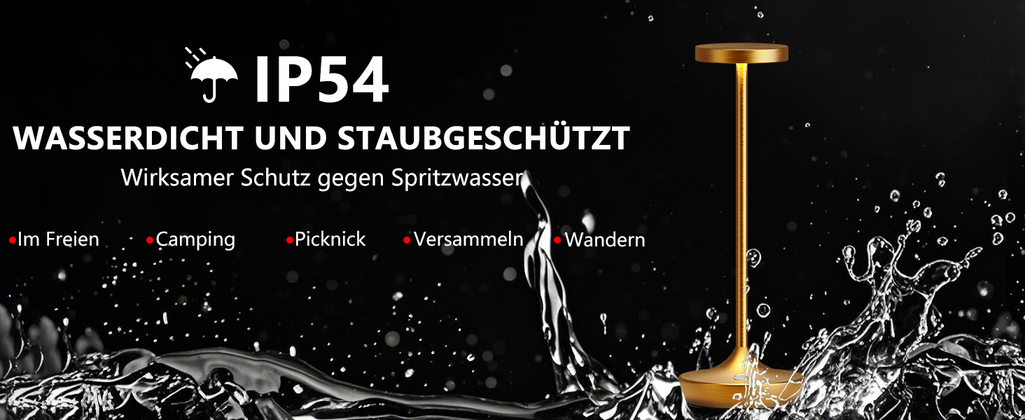 LED настільна лампа бездротова з димуванням, 3 кольори, 6000 mAh, IP54, для дому та кемпінгу (2 шт.)