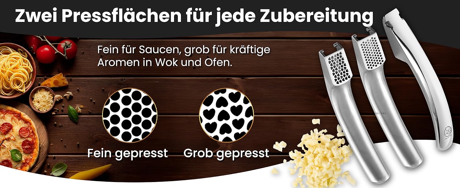 Прес для часнику та імбиру з нержавіючої сталі | Без очищення | Легко миється | 5 років гарантії | Для дрібного подрібнення
