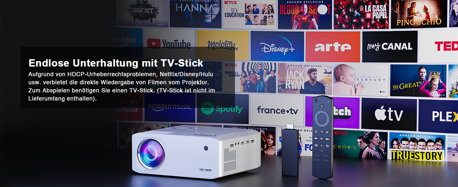 Smart Beamer 4K VISSPL: Проектор для дому та вулиці з Dolby Audio, автофокусом та WiFi 6