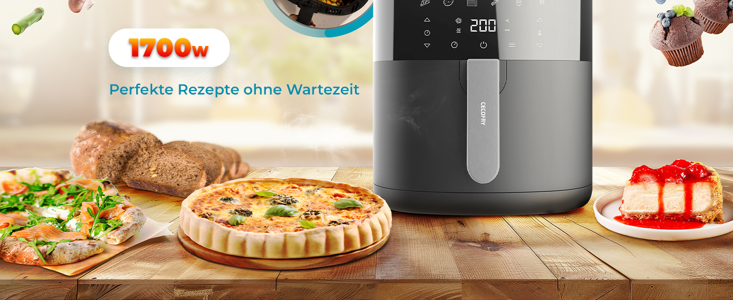 Фритюрниця без олії Cecotec Cecofry Bombastik 6000 Full, 6 л, 1700 Вт, PerfectCook, 12 режимів, сенсорне управління, чорний | з аксесуарами