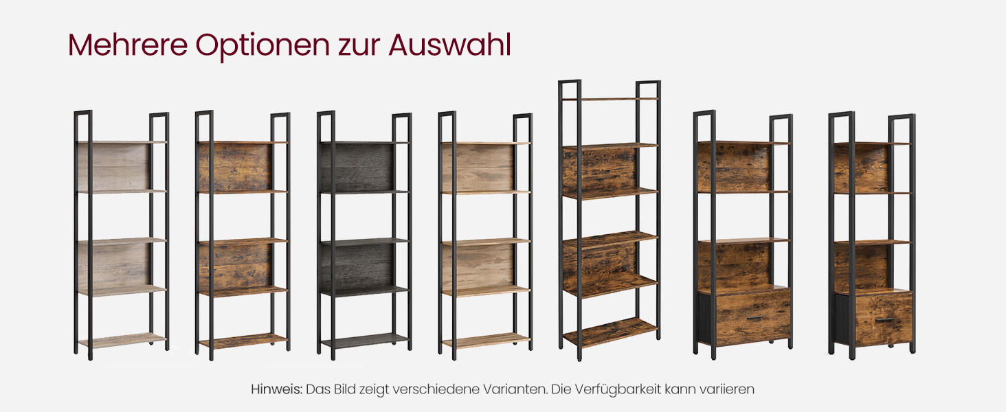 Стелаж VASAGLE з 5 відкритими полицями, для кухні, офісу, вітальні, промисловий дизайн, 24 x 128 x 154,1 см, колір vintagebraun-tintenschwarz