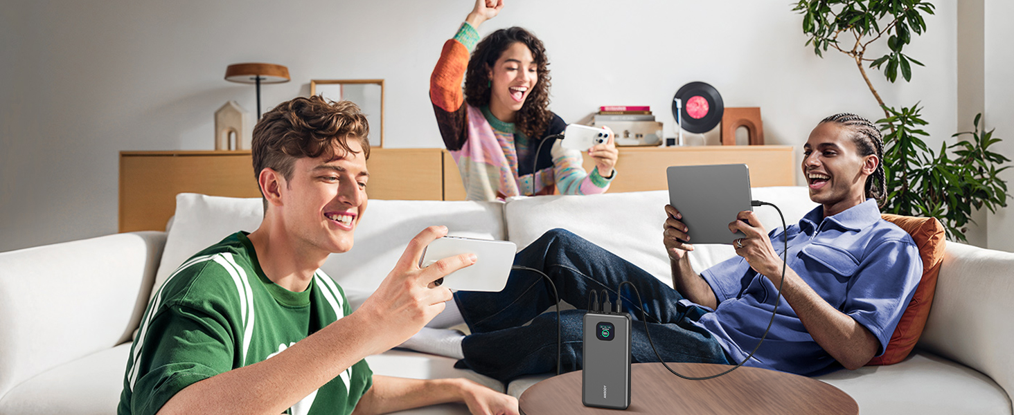 Power Bank 140W, 25000mAh з дисплеєм для ноутбука, MacBook, iPad, iPhone, Switch. Швидка зарядка PD3.1 (Сірий)