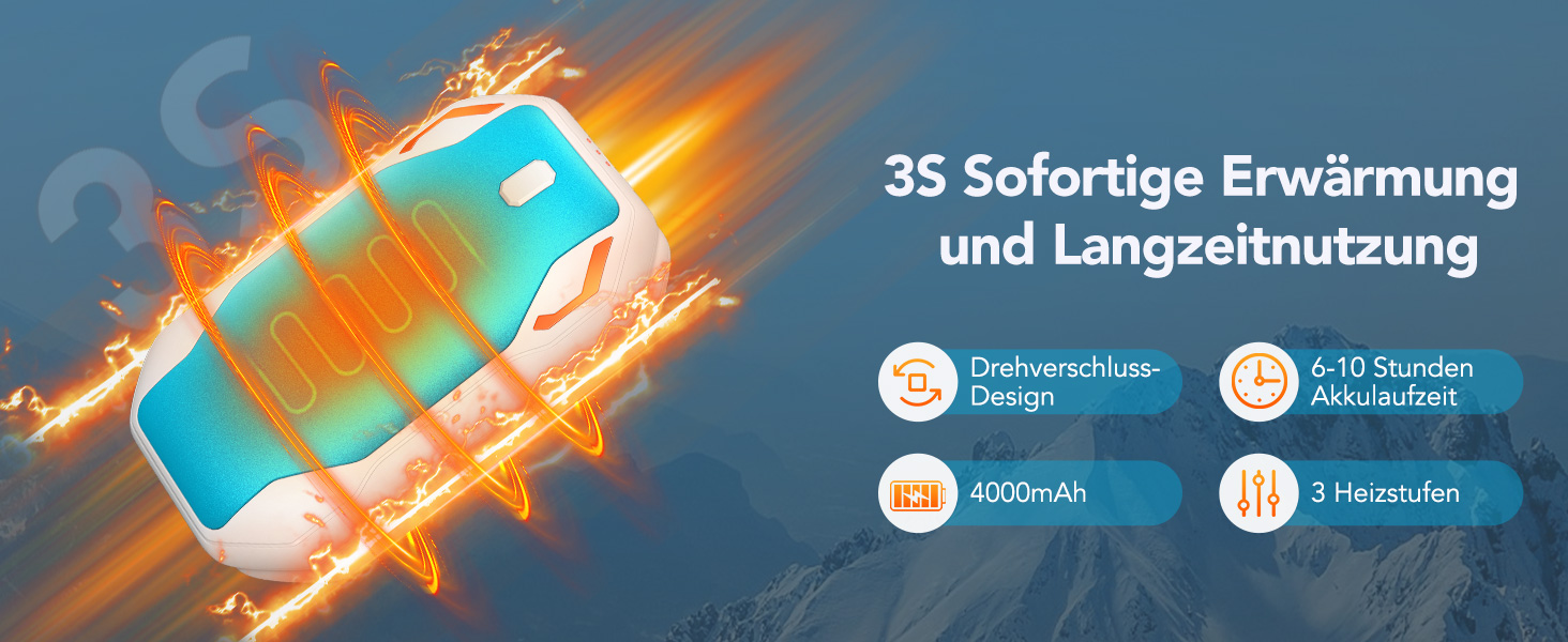 Електричні грілки для рук PHEJIE 2 шт. з 3 режимами нагріву, портативні, для активного відпочинку, кемпінгу, гольфу, подарунок для жінок та чоловіків (синьо-білі)
