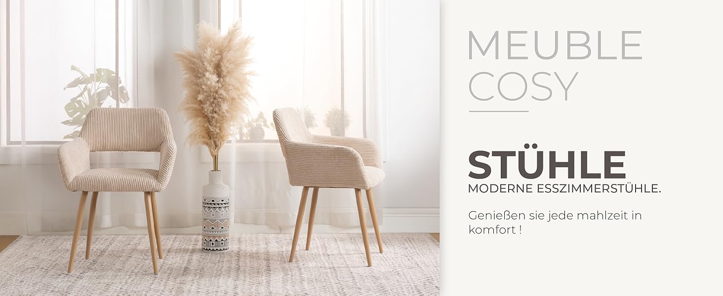 Крісла для їдальні Cosy 2 шт. - кухонні, вітальні, з підлокітниками, світло-бежеві