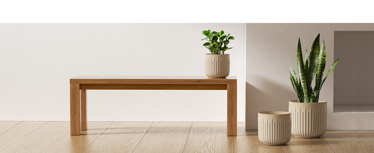 Набір горщиків для квітів LE TAUCI 3шт, кераміка, 21+17+14 см, з дренажними отворами