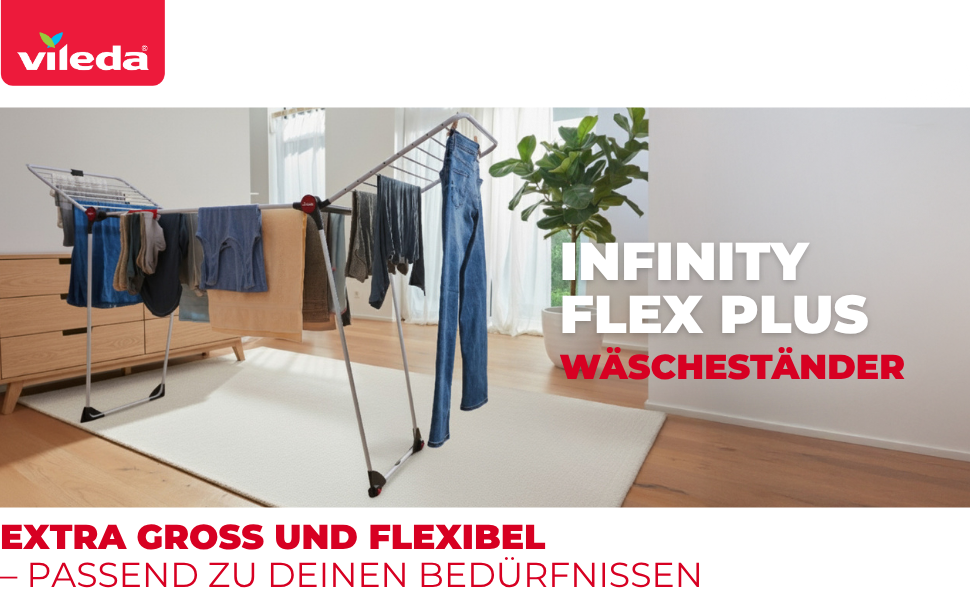 Сушарка для білизни Vileda Infinity Flex Ultimate Black Edition з розсувним телескопічним каркасом, XXL-стійками, чорного кольору. Складається та поставляється у зібраному вигляді. Ідеальна для великої кількості білизни. Екологічна упаковка.