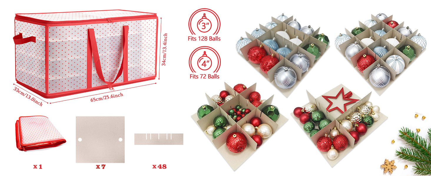 Коробка для зберігання новорічних кулічок, 128 відділень, червона