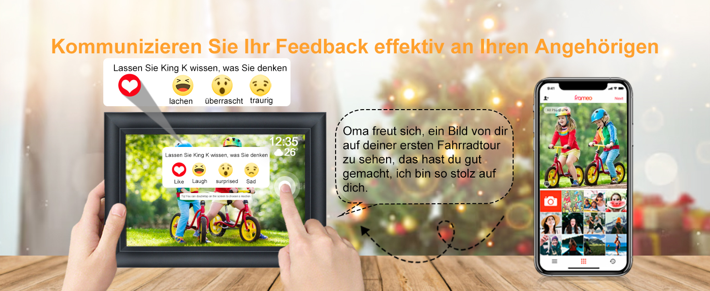 Цифровий фоторамка TSITSC 10.1 дюйма з Wi-Fi, IPS сенсорний екран, 32GB пам'яті, автоповорот, Frameo APP, чорний