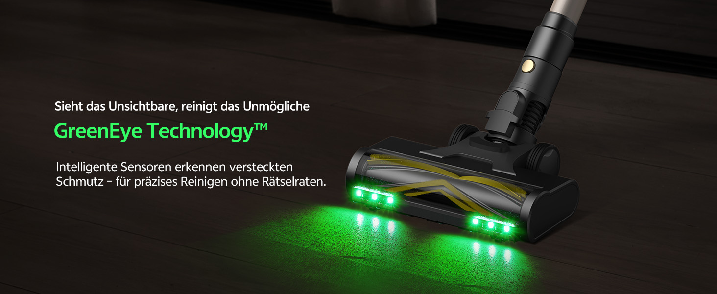 Бездротовий пилосос Ultenic з акумулятором, 50000Pa, 65 хв роботи, GreenEye, телескопічна труба, 6-ступенева фільтрація, антизаплутувальна щітка, для шерсті тварин/килимів/твердих поверхонь, колір шампань