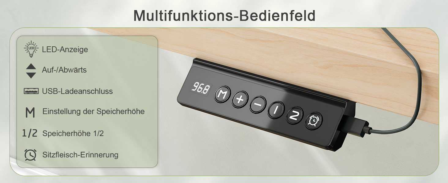 Електричний регульований стіл JUMMICO 80x60 см з USB-портом - ергономічний стіл для роботи та навчання