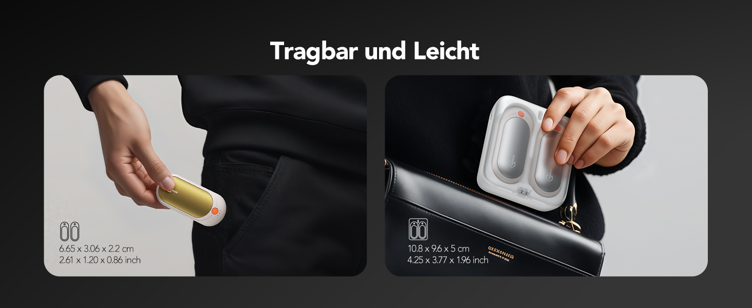 Електричні грілки для рук J-BRAUV 2 шт. 4000mAh з зарядним пристроєм 10000mAh, 3 режими нагріву, USB, до 24 годин, портативні (Золотий)