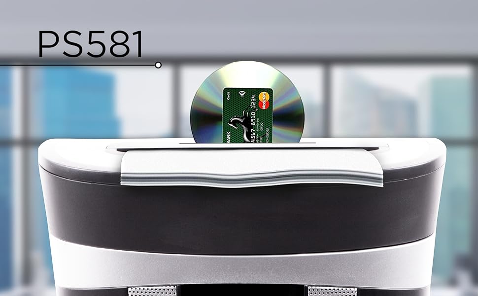 Шредер Duronic PS581: знищення документів P4, 15 аркушів, 22л, автоматичний старт/стоп