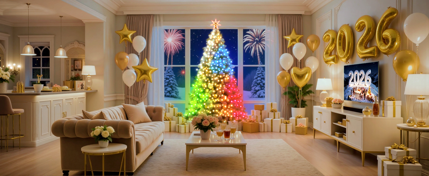 Розумна світлодіодна гірлянда YAYZA! для ялинки 20м, 200 LED RGB (16 млн кольорів), керування через App та пульт, водонепроникна IP44 для дому та вулиці