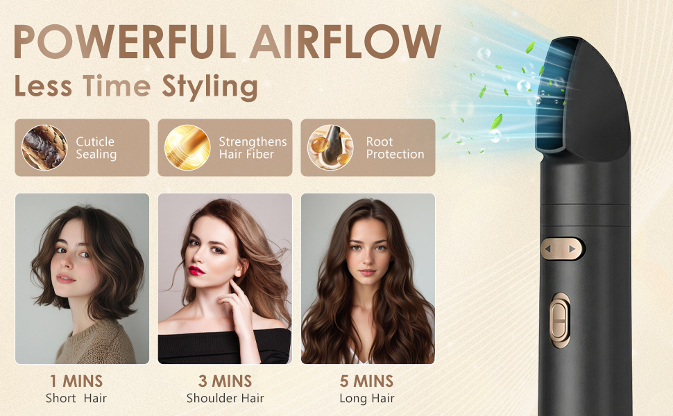 Набір професійних фен-щіток 3-в-1 Rotierend Air Styler для сушіння, випрямлення та укладання волосся (Чорний)