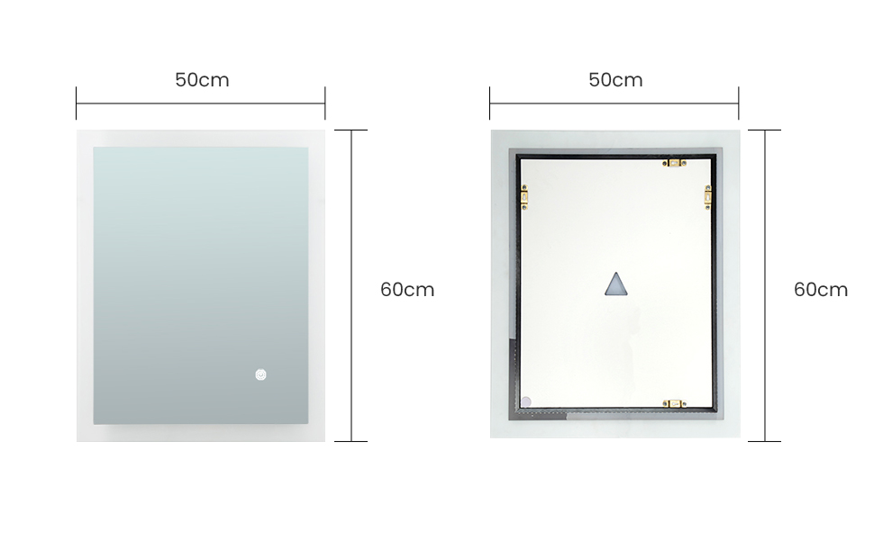 LED дзеркало для ванної кімнати з підсвічуванням | Вологостійке (IP54) | Сенсорне керування | 60x50 см | Вертикальна/Горизонтальна установка