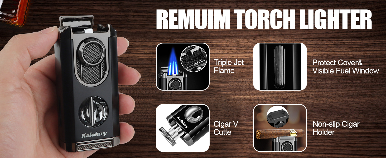 Вишуканий вологозбережувач для сигар Kalolary з різаком, портативний дорожній футляр для сигар з кедрової деревини, вміщує до 8 сигар, чудовий подарунок для чоловіків (Чорний)