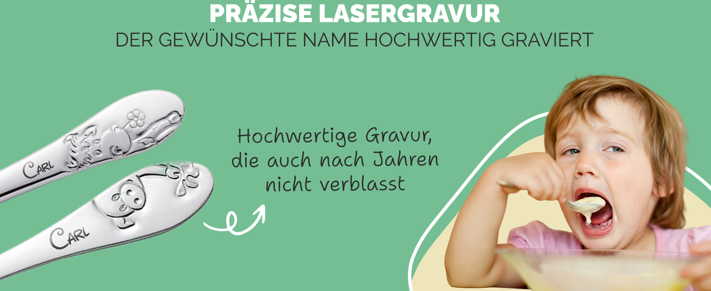 Персоналізований дитячий столовий набір Kinderbesteck з гравіюванням імені – ідеальний подарунок для хлопчика, 3 роки, набір столових приборів з нержавіючої сталі