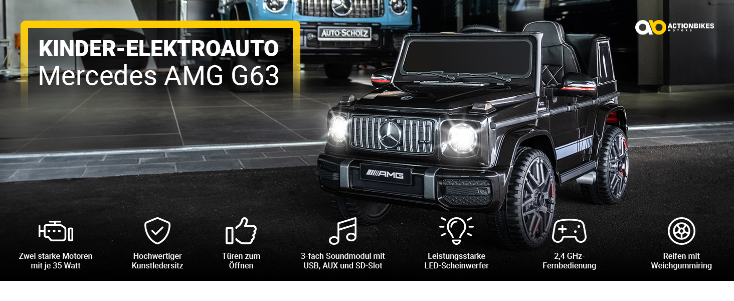 Дитячий електромобіль Mercedes AMG G63 білий, ліцензований, з пультом 2,4 ГГц, іграшкове авто для дітей від 3 років